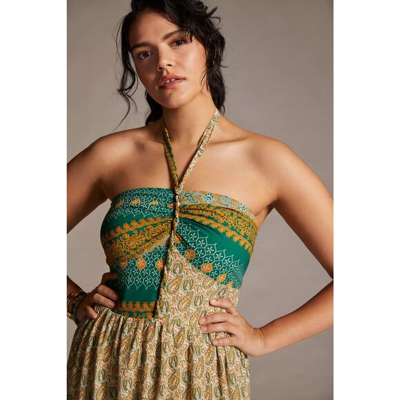 New Anthropologie TINY Twist Halter Maxi Dress $198 MEDIUM Green - Picture 4 of 5